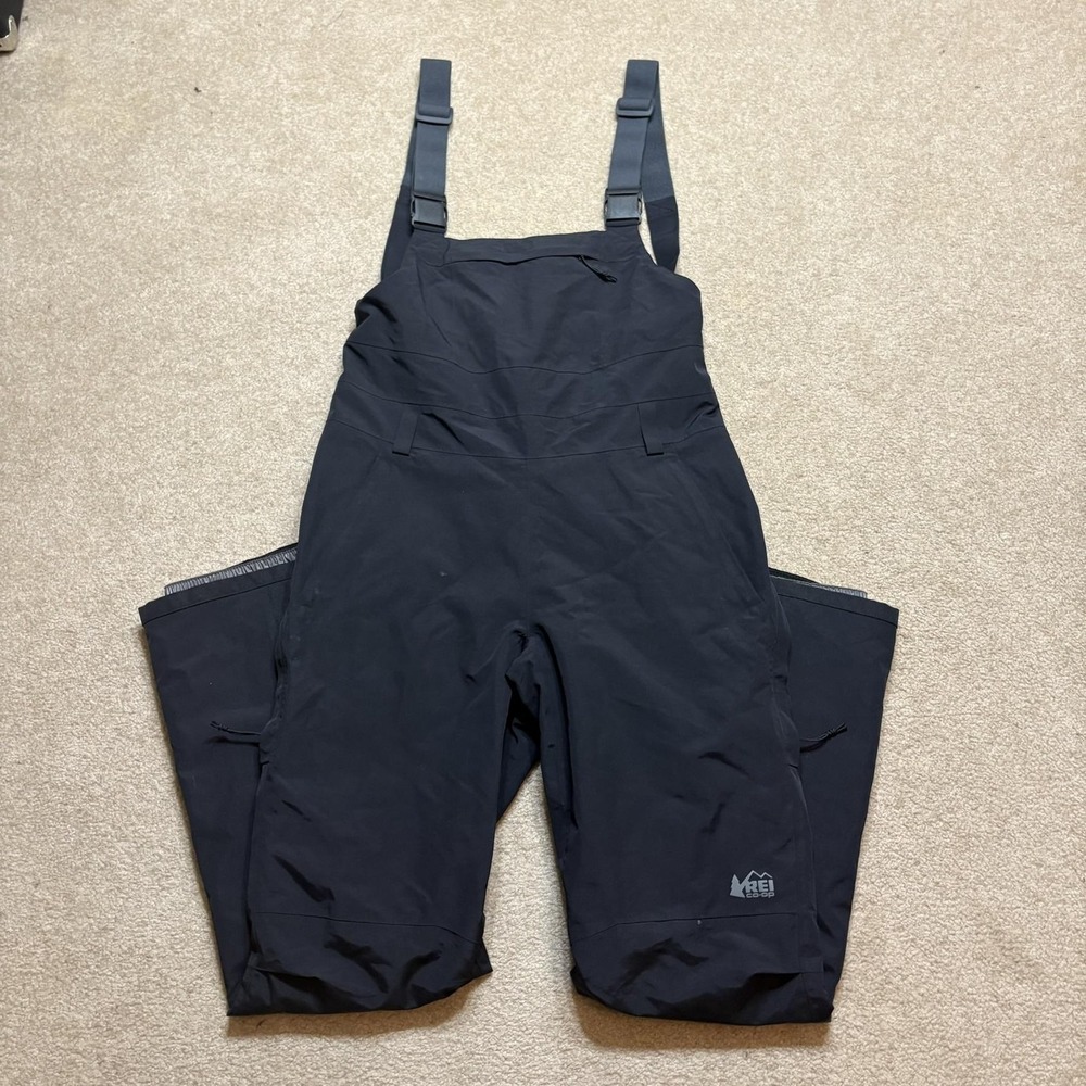 REI Co-op Snow Pants Mens Medium Black Insulated Bib Ski Stretch Shell Winter